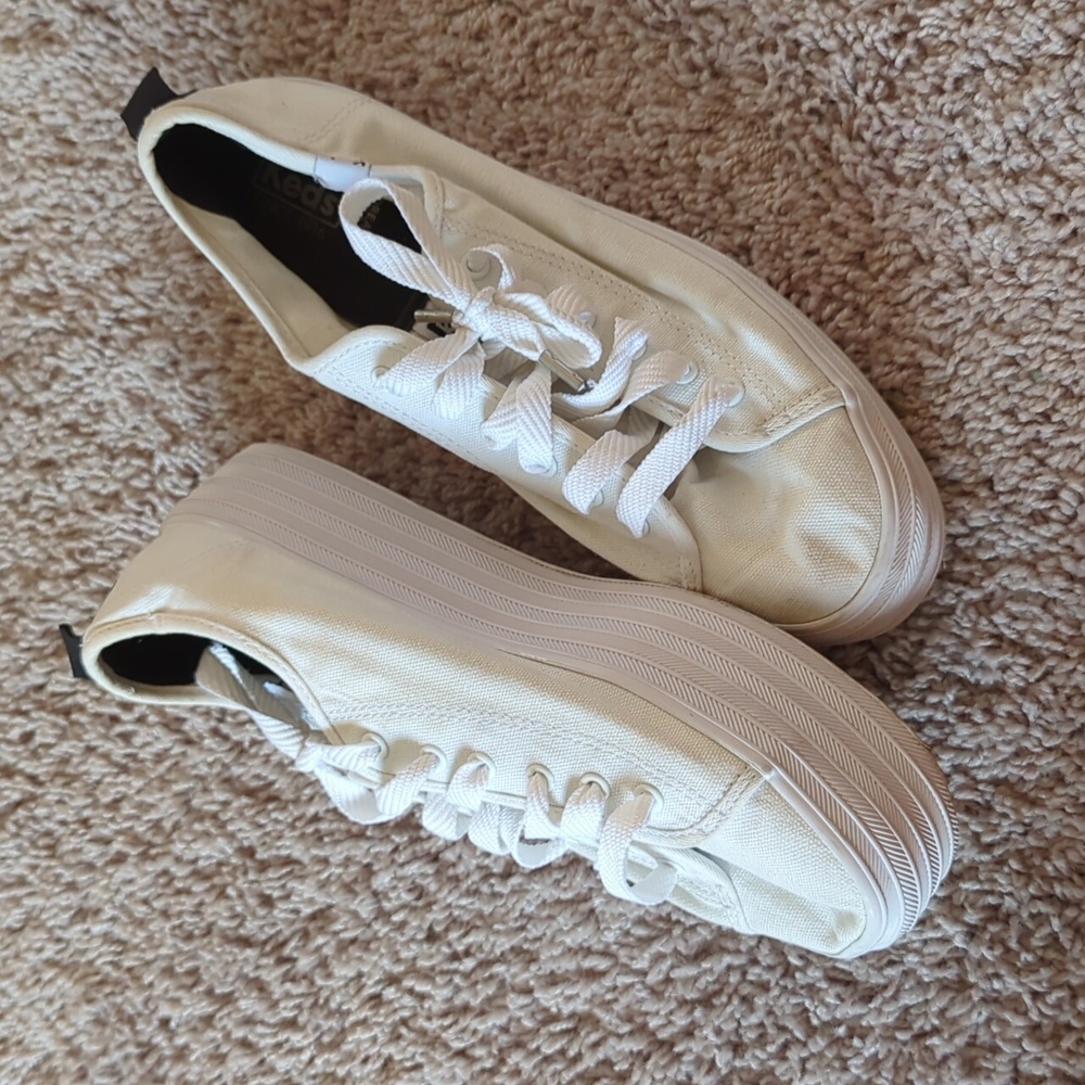 White Canvas Platform Keds Size 9.5